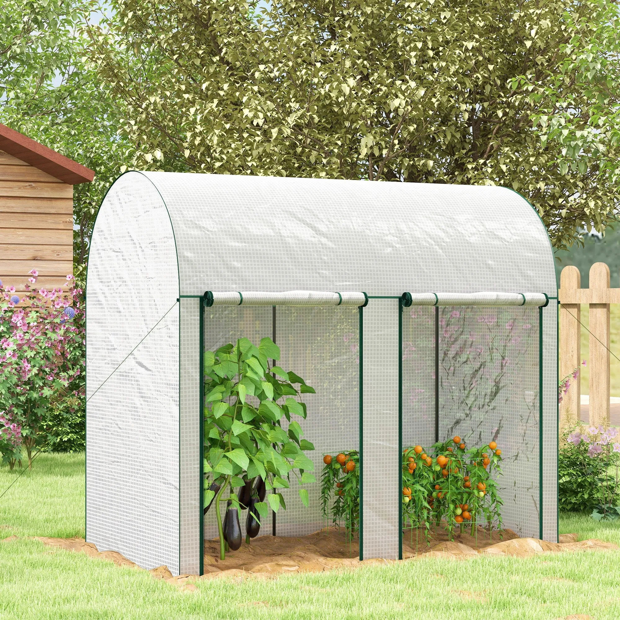 200 x 100 x 178cm Small Tomato Greenhouse with Roll-up Zipped Doors