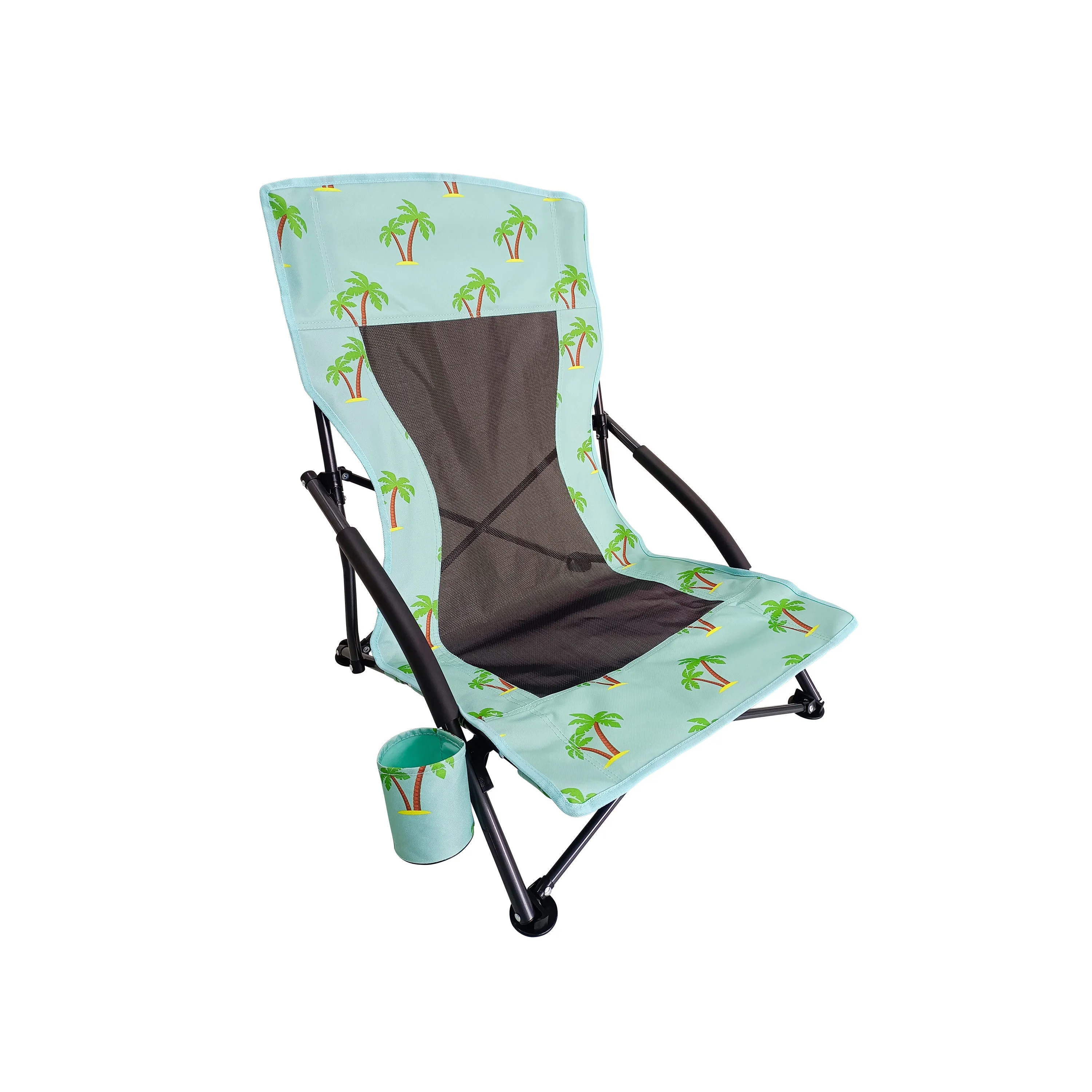 Collapsible Beach Chair W/ Cup Holder | Storage Bag Included | 275 Lb. Capacity