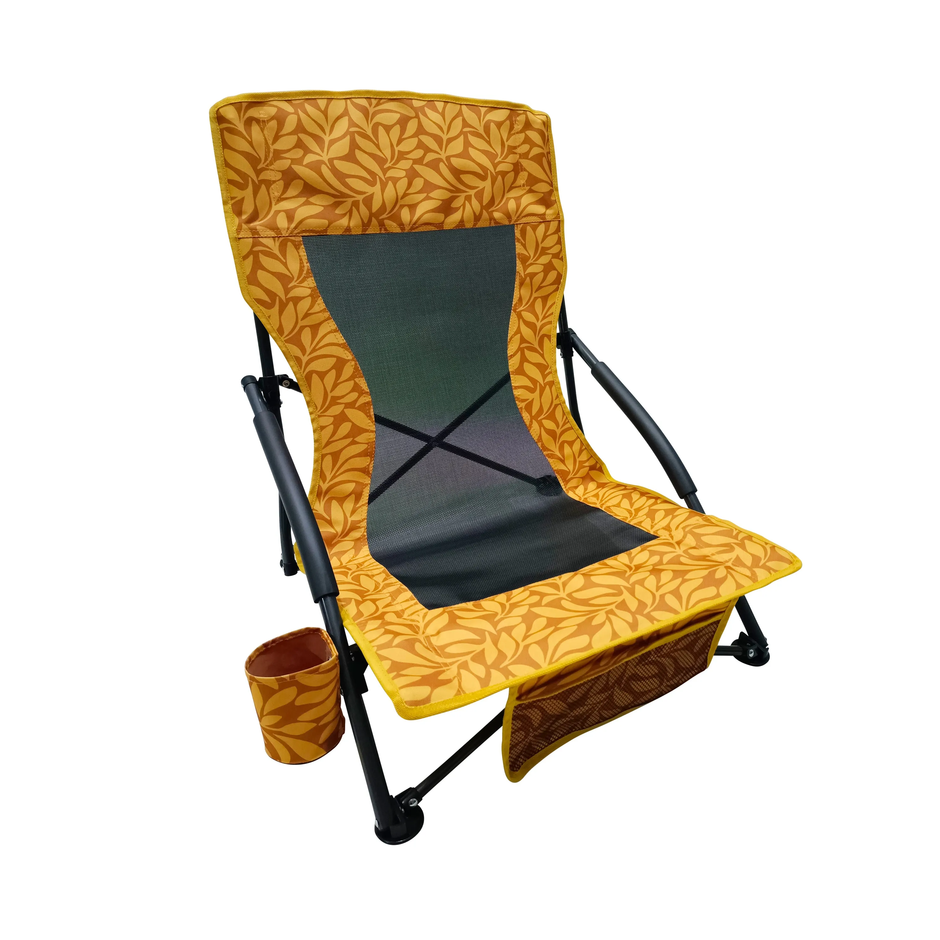 Collapsible Beach Chair W/ Cup Holder | Storage Bag Included | 275 Lb. Capacity