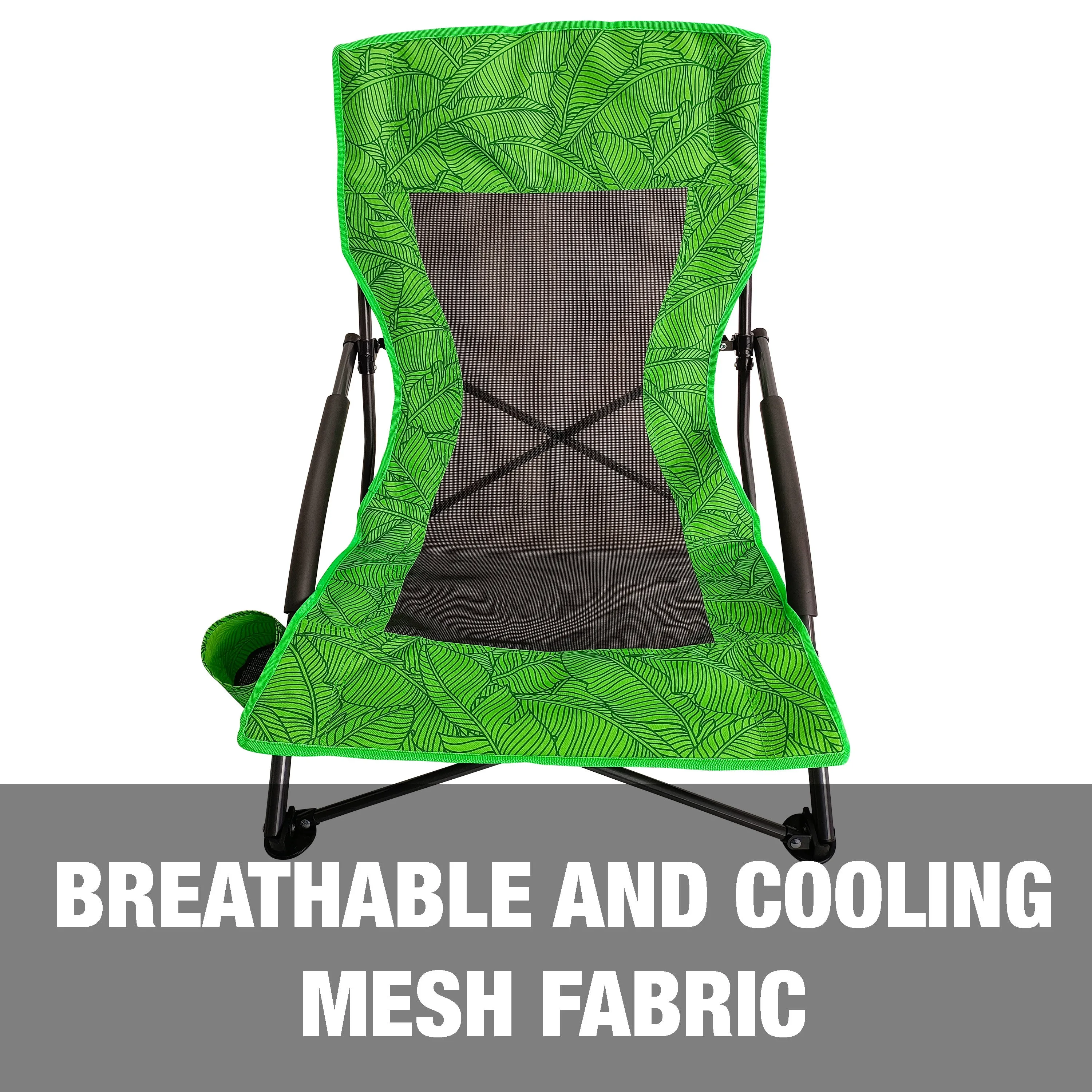 Collapsible Beach Chair W/ Cup Holder | Storage Bag Included | 275 Lb. Capacity