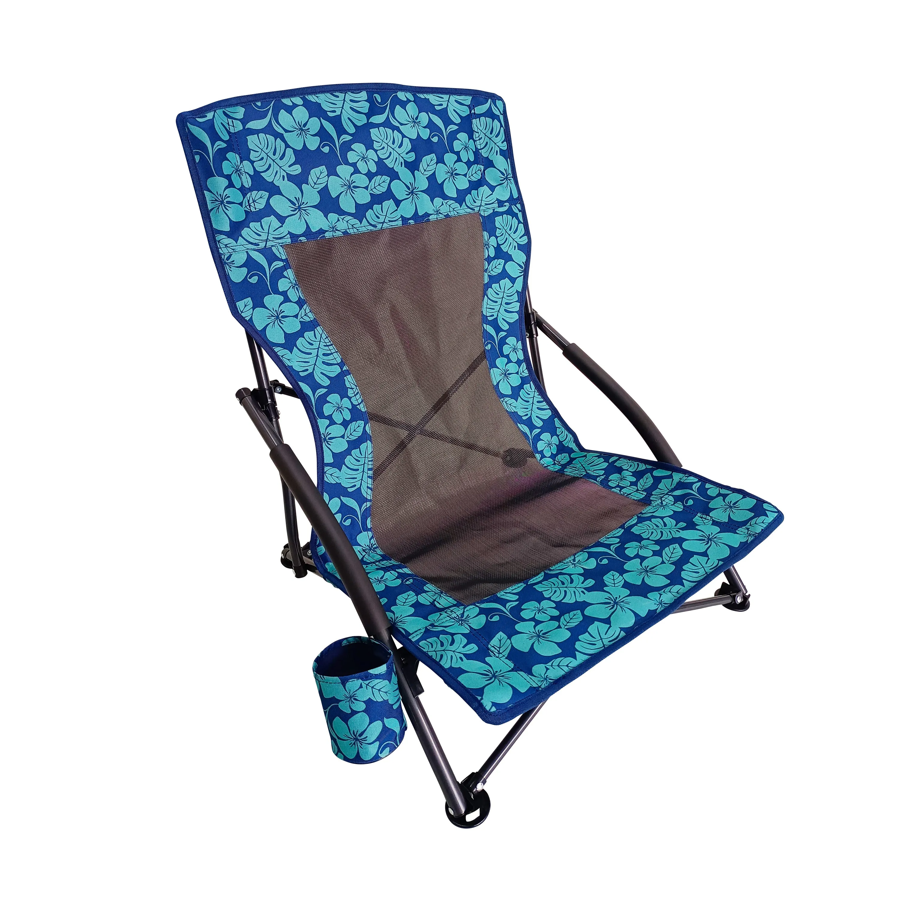 Collapsible Beach Chair W/ Cup Holder | Storage Bag Included | 275 Lb. Capacity