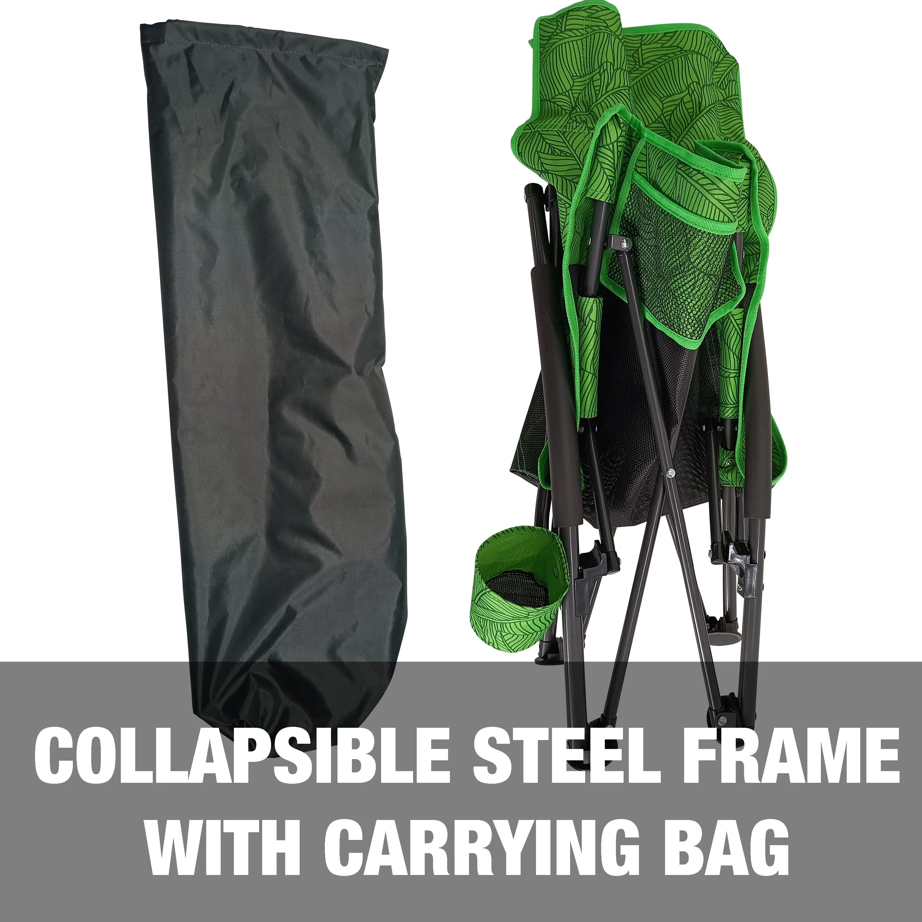 Collapsible Beach Chair W/ Cup Holder | Storage Bag Included | 275 Lb. Capacity