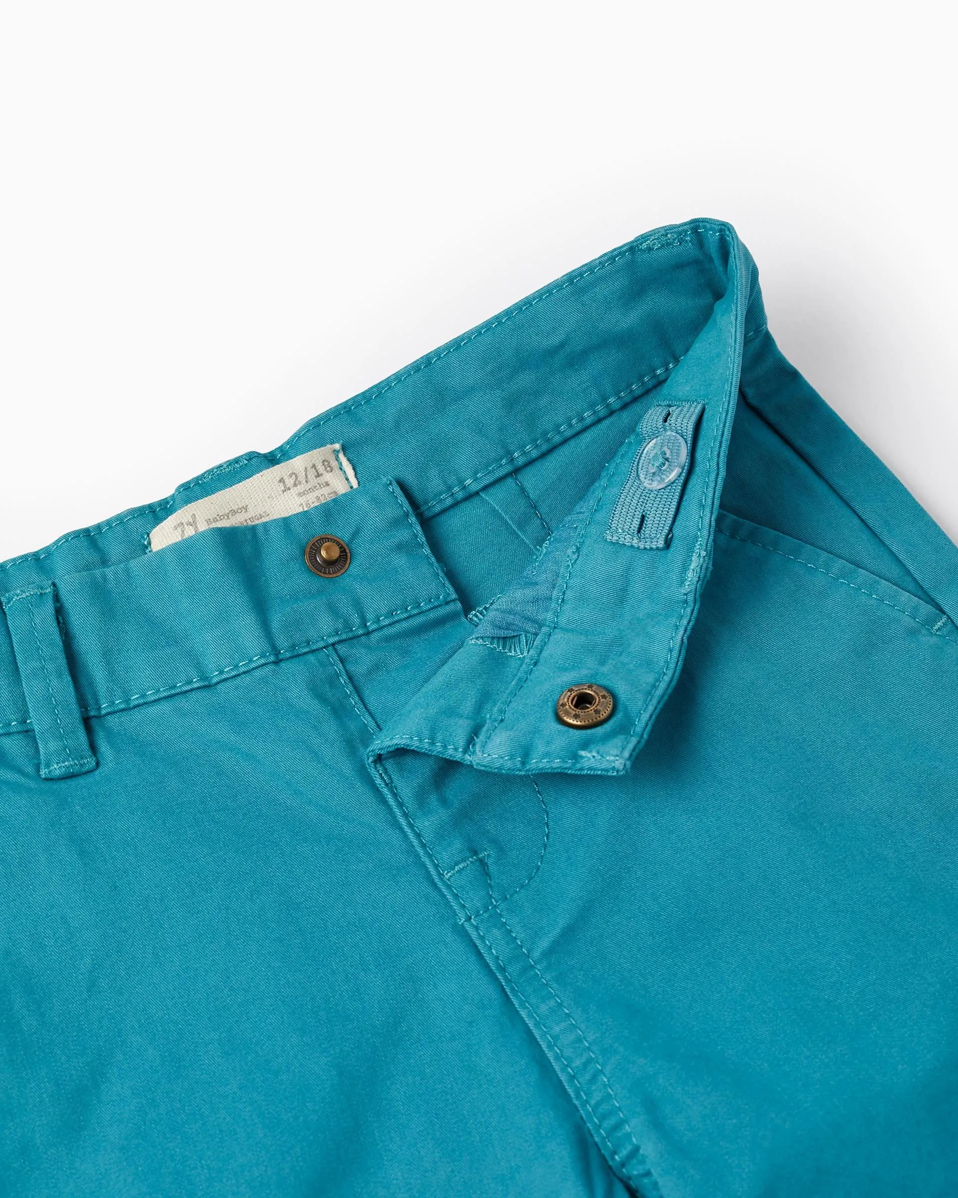 Cotton Chino Shorts for Baby Boys, Turquoise
