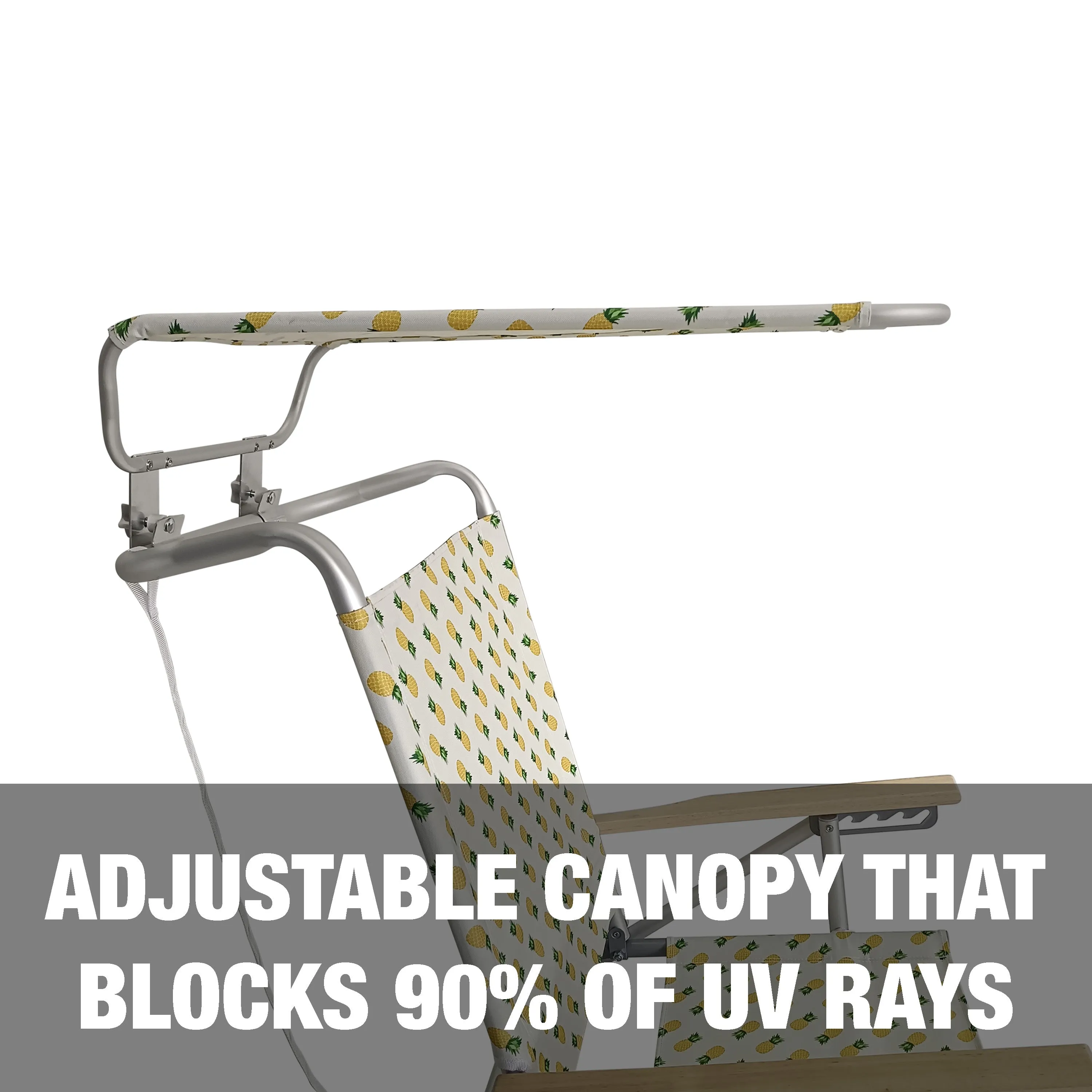 Folding Beach Chair W/ Canopy | 5 Reclining Positions | Storage Pouch, Phone Holder, & Cup Holder Included | 275 Lb. Capacity