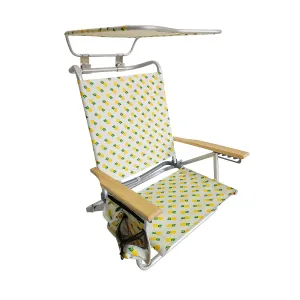 Folding Beach Chair W/ Canopy | 5 Reclining Positions | Storage Pouch, Phone Holder, & Cup Holder Included | 275 Lb. Capacity