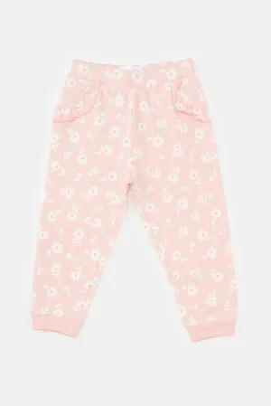 Infant Girls Grey And Pink Active Pants Set (Pack of 2)