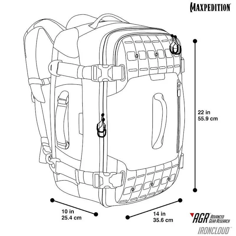Maxpedition | IRONCLOUD | ADVENTURE TRAVEL BAG | 48L | Black