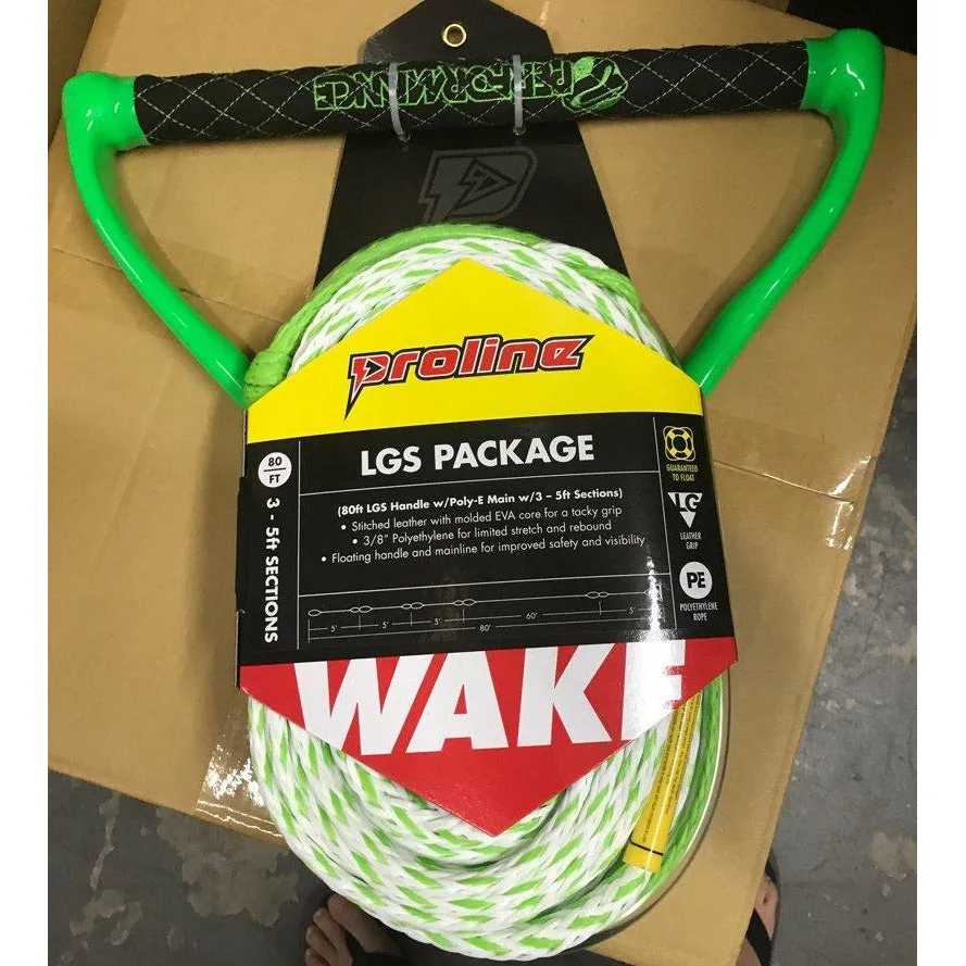 Performance 80' Poly E LG Wakeboard Package 3-5ft Sections White/Neo Green
