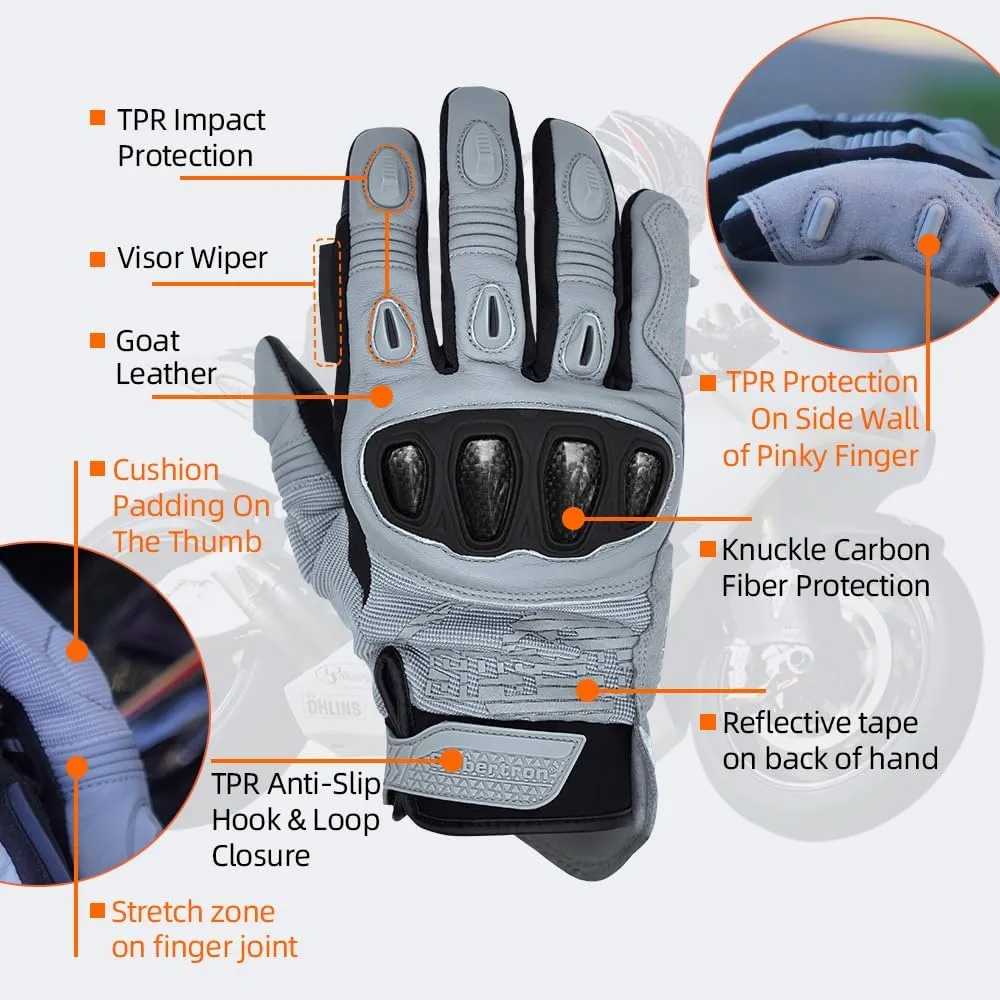 Seibertron Youth SPS-4 Winter Cold Weather Motorcycle Gloves Rainproof Riding with Touchscreen Warm Gauntlet for Boys and Girls