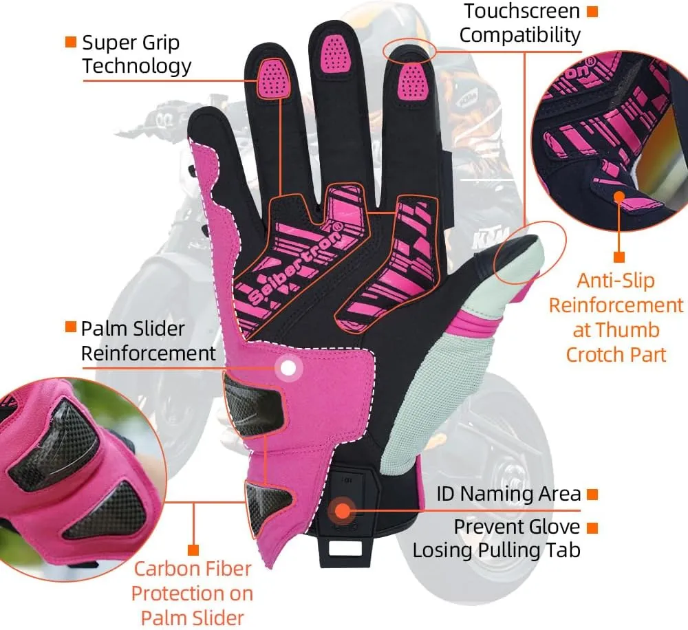 Seibertron Youth SPS-4 Winter Cold Weather Motorcycle Gloves Rainproof Riding with Touchscreen Warm Gauntlet for Boys and Girls