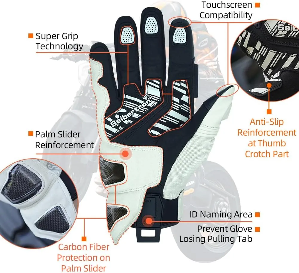 Seibertron Youth SPS-4 Winter Cold Weather Motorcycle Gloves Rainproof Riding with Touchscreen Warm Gauntlet for Boys and Girls