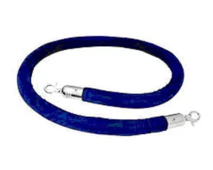 Velour Rope, 8' Long Blue With Polished Chrome Snap Ends
